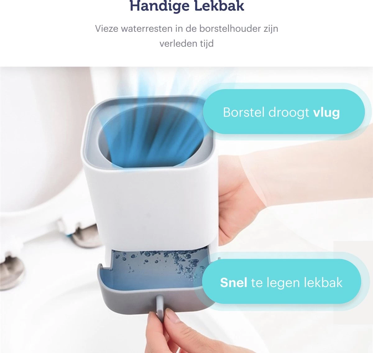 WC Borstel - Toiletborstel - WC Borstel Met Houder - Siliconen Toiletborstel - Vrijstaand Of Hangend - Slimme Lekbak - Optimale Hygiëne - Afbeelding 10