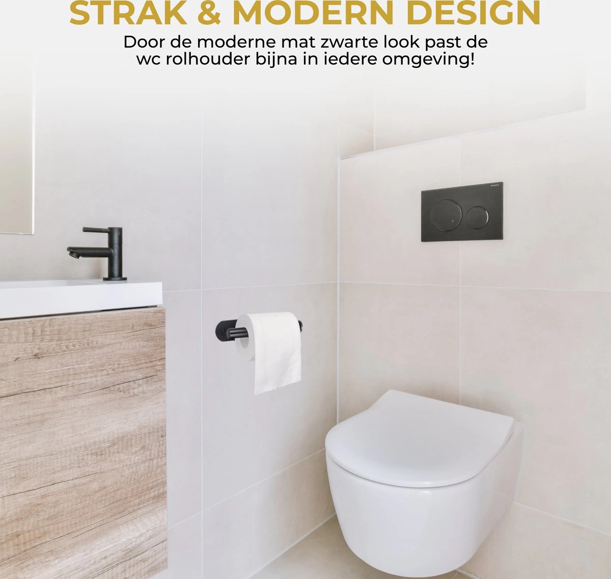 HGMD® WC Rolhouder Zelfklevend - Zwart - Toiletrolhouder Zwart - Toiletrolhouder Zonder Boren - Afbeelding 6