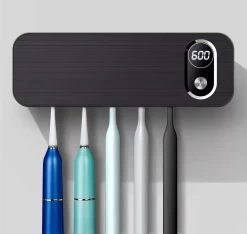 UV-Brush | Tandenborstelhouder Antibacterieel | Steriliserend UV Licht | Hangend | Zwart | Badkamer | Nieuw Model Met Ventilator