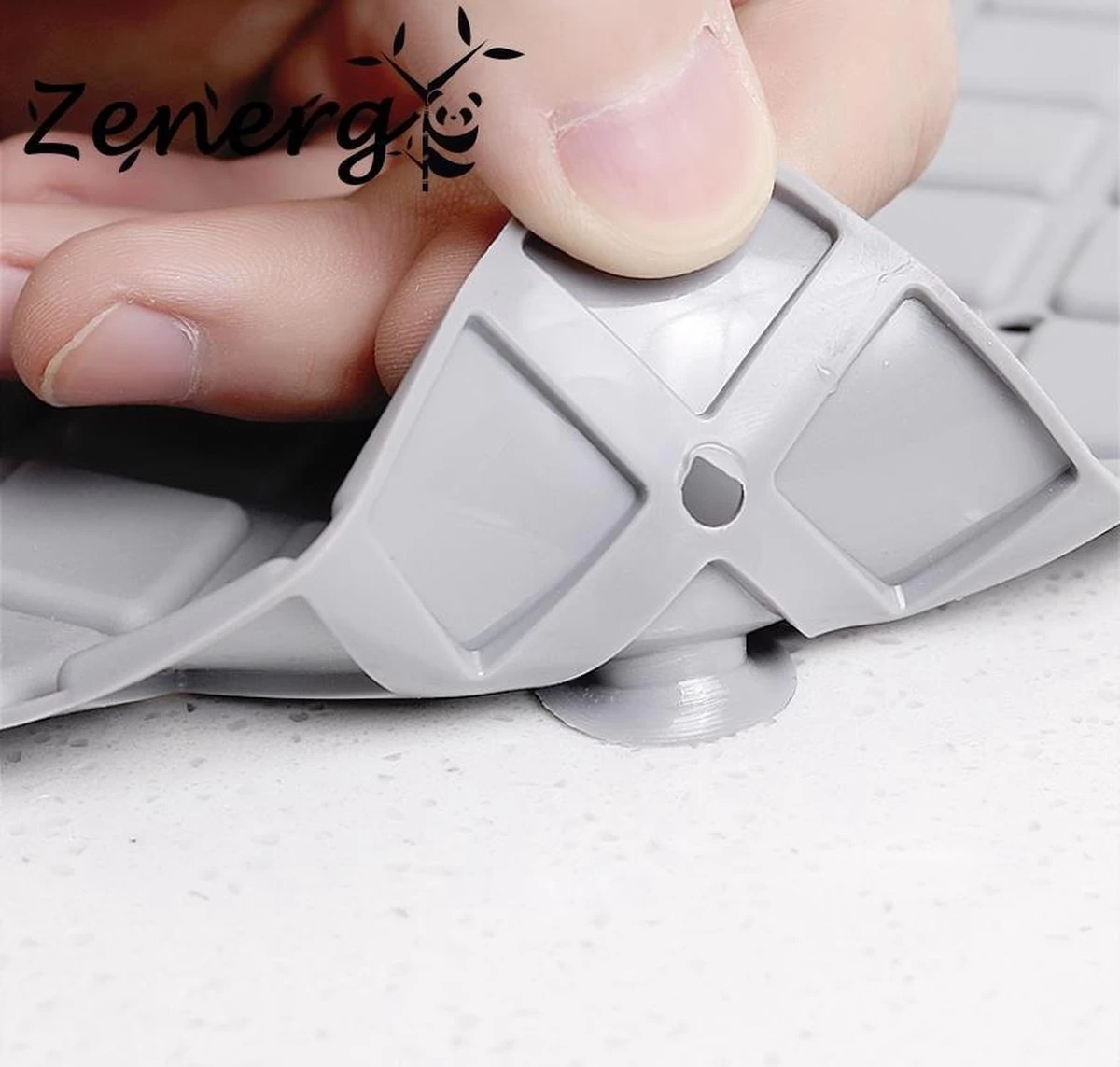 Zenergy Badmat - Antislipmat - Douchemat - Grijs - 70x40cm - Antislipmat Bad - Antislipmat Douche - Schimmelbestendig - Met Zuignappen - Wasbaar - Afbeelding 2