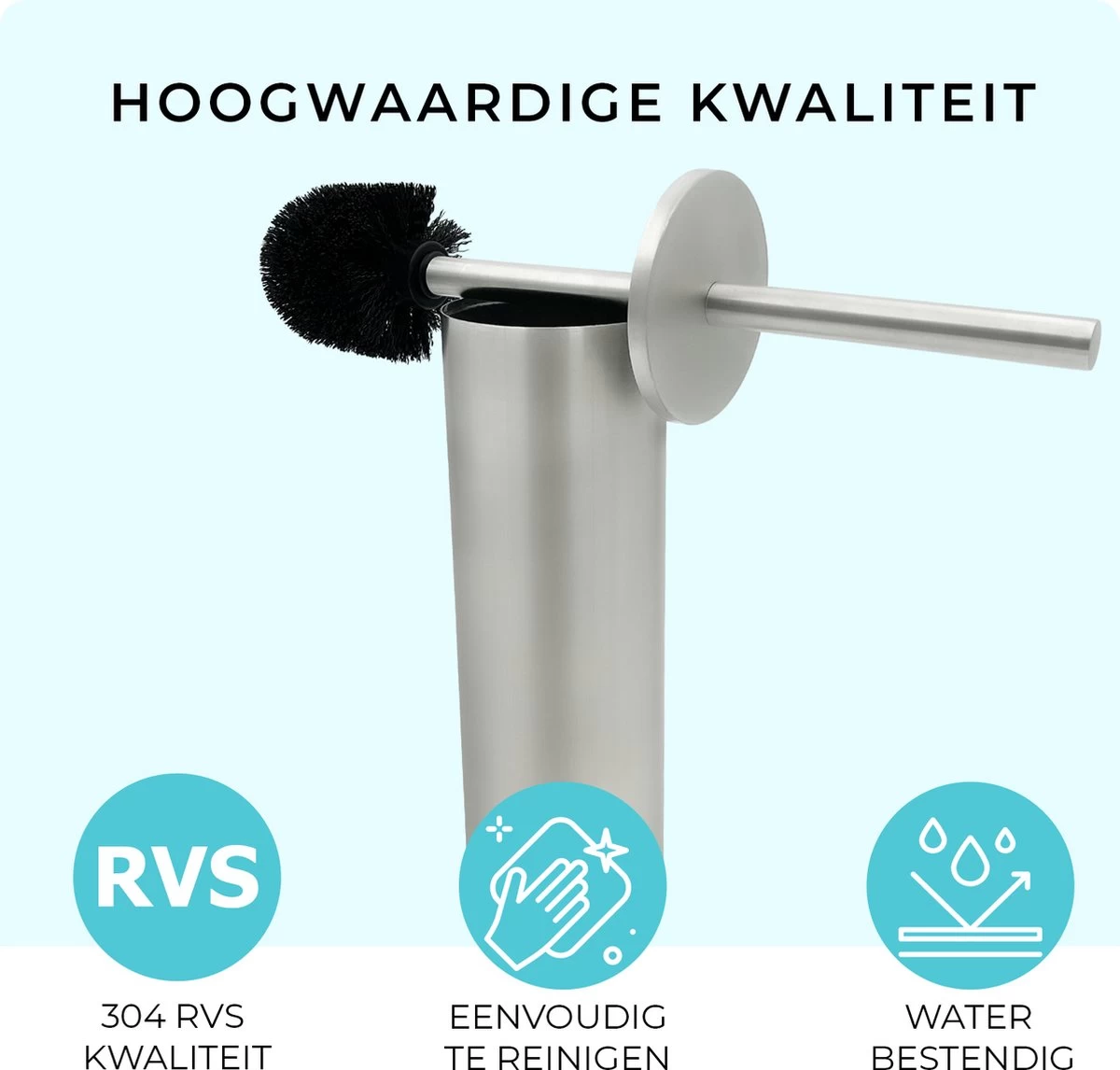 VDN Stainless Toiletborstel Met Houder - Toiletborstelhouder - Zilver - Wc Borstel Met Houder - RVS - Vrijstaand - Afbeelding 3