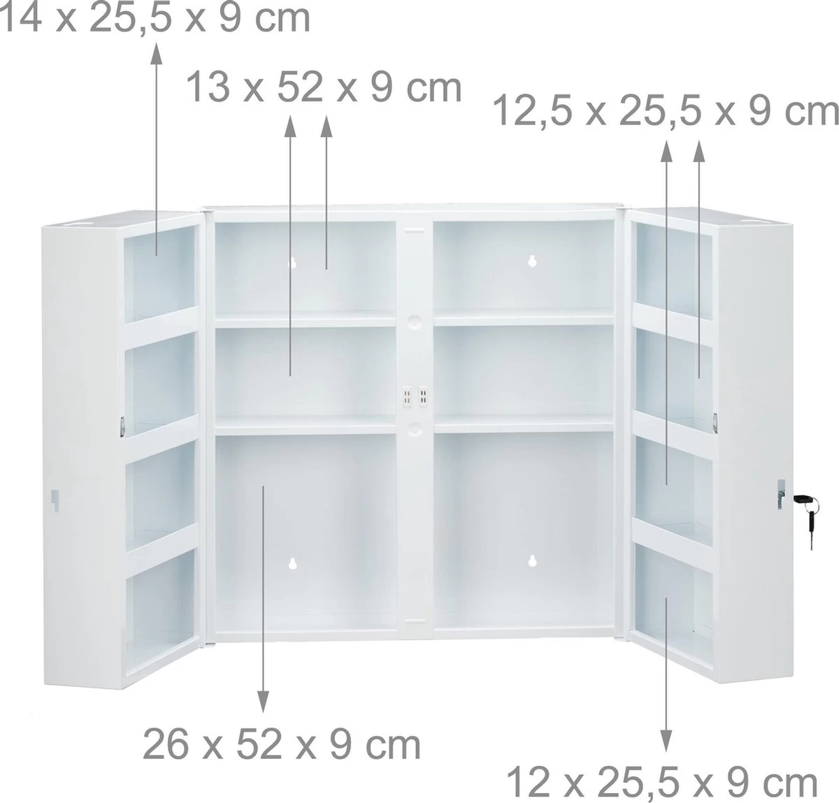 Relaxdays Medicijnkastje Afsluitbaar - Medicatiekastje - Badkamerkast Medicijnen - Wit - Afbeelding 6