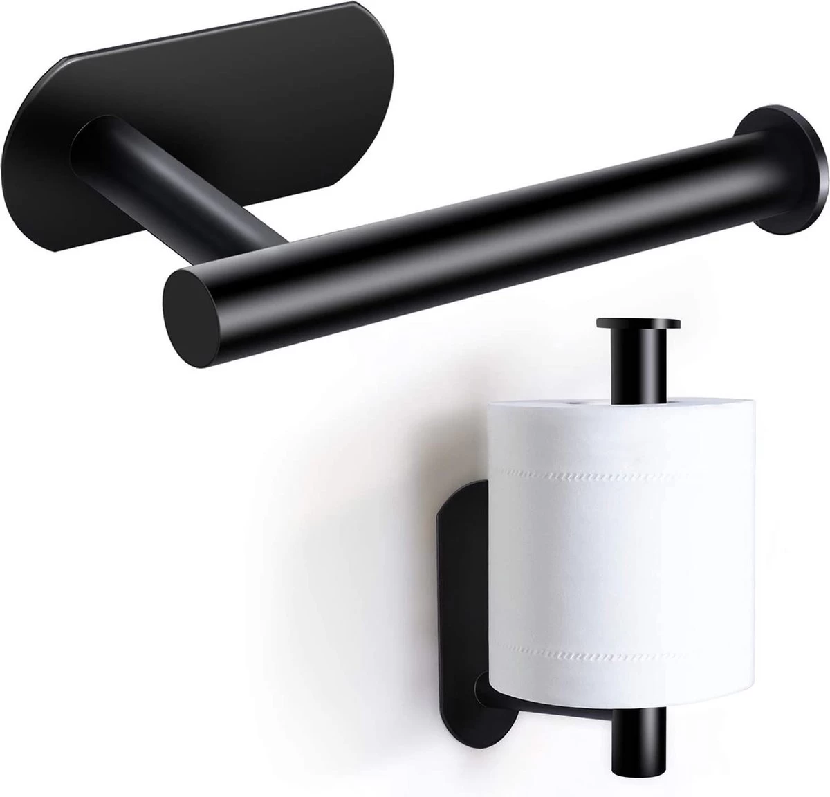 HGMD® WC Rolhouder Zelfklevend - Zwart - Toiletrolhouder Zwart - Toiletrolhouder Zonder Boren