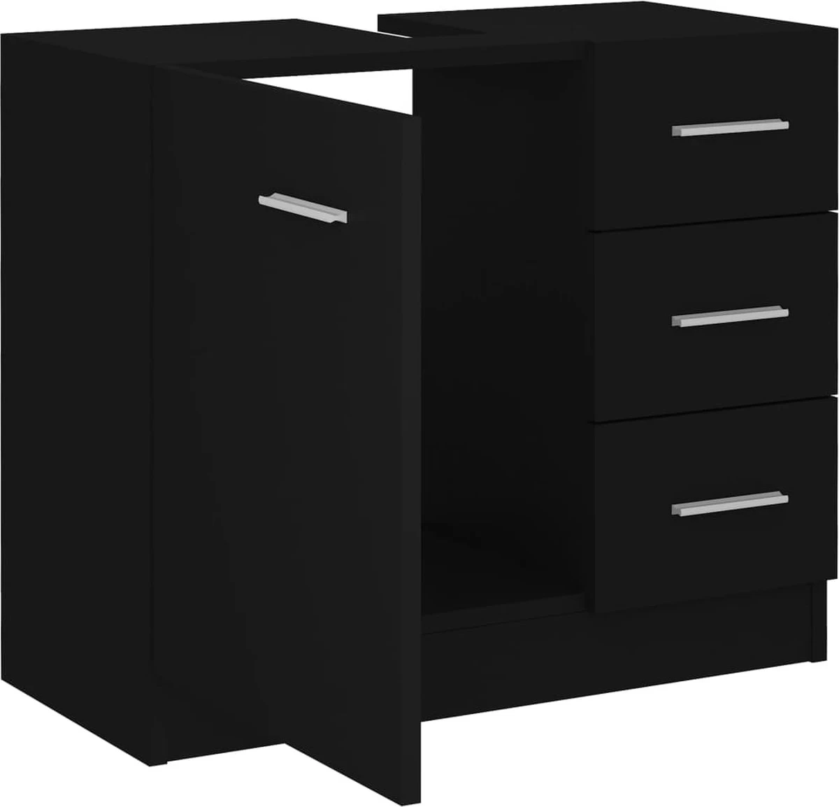 VidaXL Wastafelkast 63x30x54 Cm Spaanplaat Zwart - Afbeelding 6