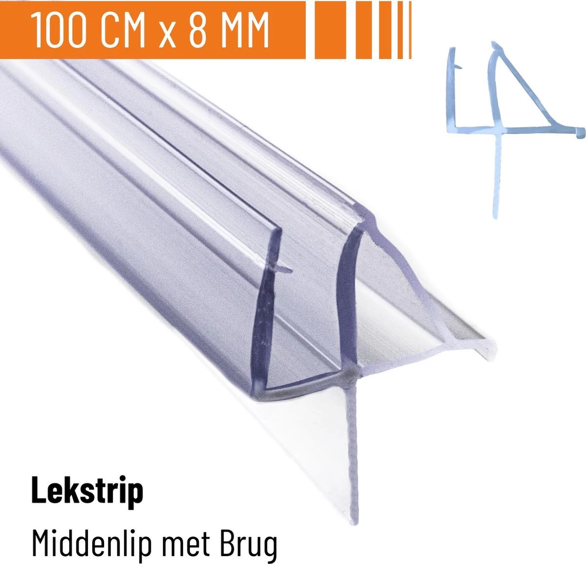 Simple Fix Douchestrip - Douchedeurafdichting - Dorpel - Waterkering - Lekstrip - 100cm Lang - 8mm Glasdikte
