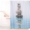 Relaxdays Douchegordijn Stenen Water 180 X 180 Cm - Anti-schimmel Badkamer Gordijn - Bad