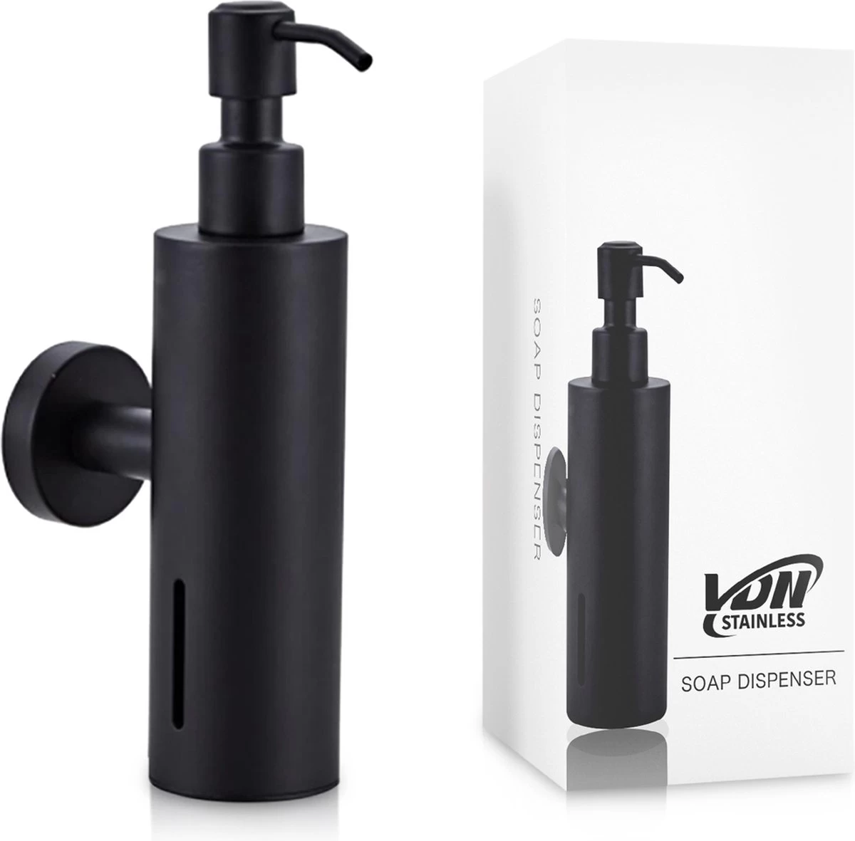 VDN Stainless Zeeppompje - Zeepdispenser Wandmontage - Zwart - Hangend - RVS - Afbeelding 6