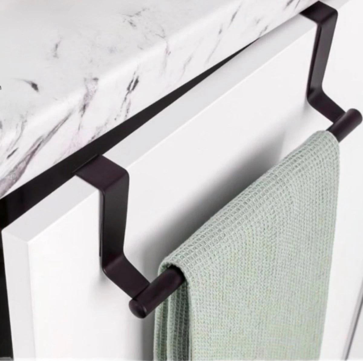 Handdoekstang VALI - 23cm - ZWART (keukenrekje - Handdoekhouder - Handdoekstang - Kastdeur Handdoekrek - Keukenkast Deur Handdoek/Vaatdoek Houder - Deurhanger - Deurhaak Keuken) - Afbeelding 5