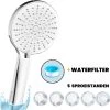 EcoRain™ Waterbesparende Douchekop Mark Met WATERFILTER - 50% Waterbesparend - Regendouche - 5 Sproeistanden - Hoge Druk - Betere Huid - Handdouche - Luxe Moderne Douchekop - Hoge Kwaliteit - Chrome