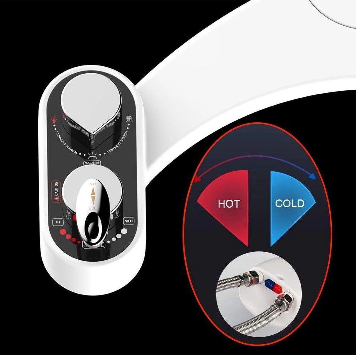 Bidet Handdouche Toilet Sproeier Shattaf Sprayer WC Papier Besparend - Dubbel Spray Warm & Koud Water - Badkamer Accessoires - Freshole® - Afbeelding 3