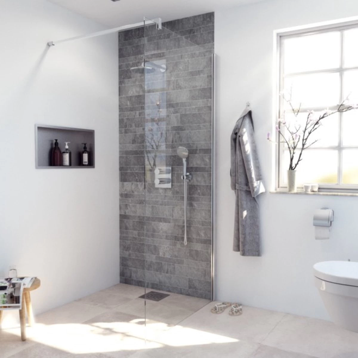 AKTIE Inloopdouche 90x200cm Veiligheidsglas Anti Kalk Chroom - Afbeelding 5