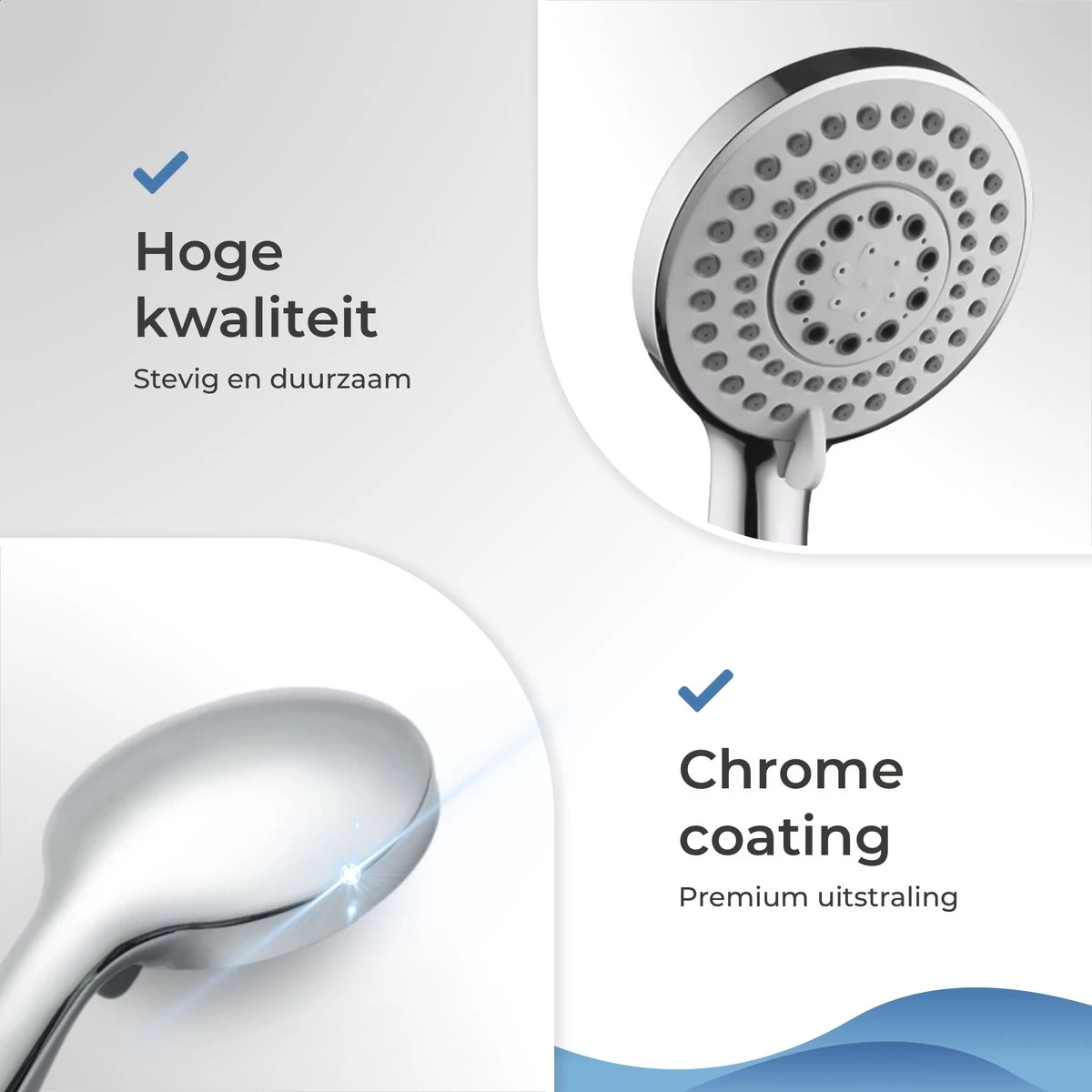 TUBSUN Waterbesparende Douchekop - Handdouche - Regendouche - 50% Waterbesparend - 5 Sproeistanden - Afbeelding 4