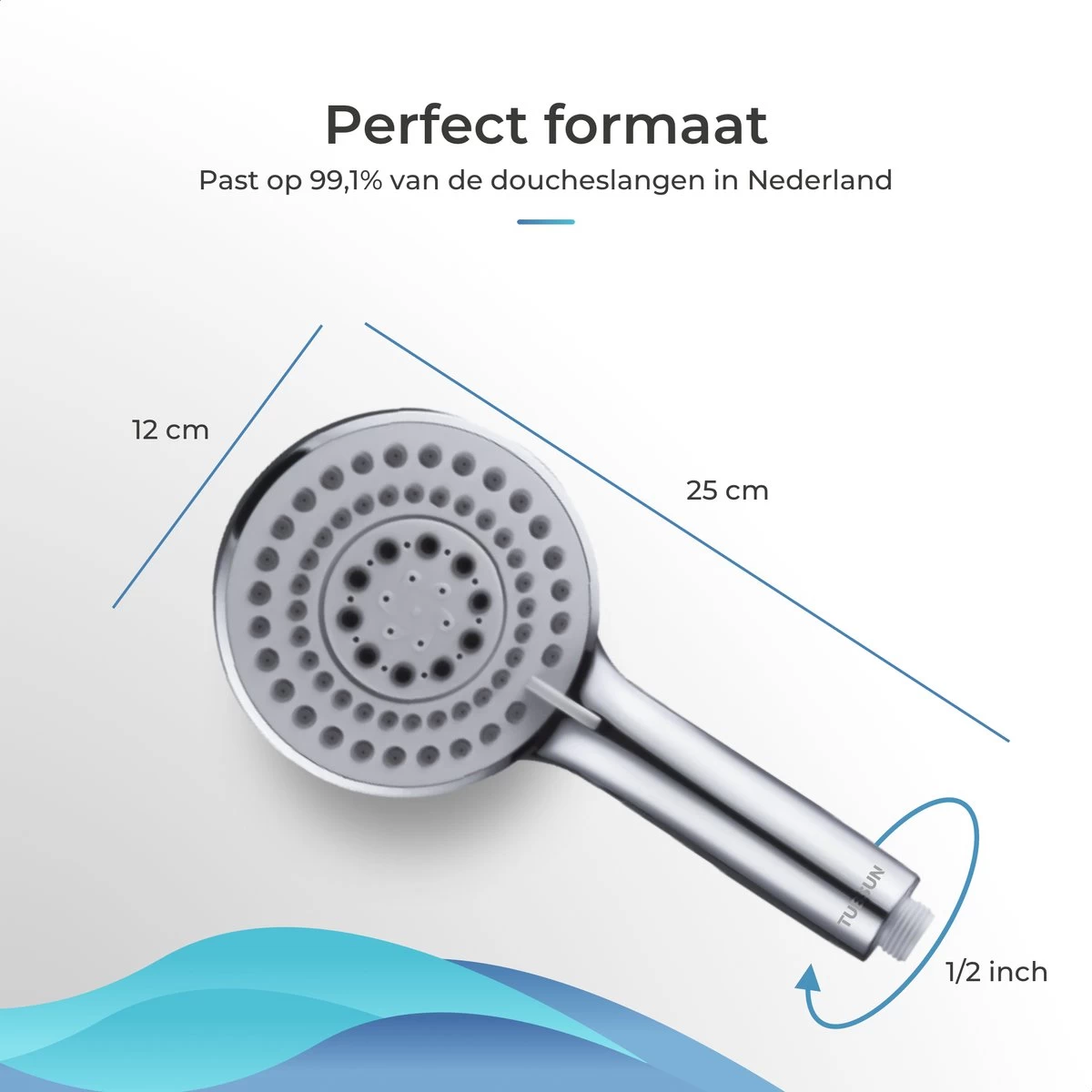 TUBSUN Waterbesparende Douchekop - Handdouche - Regendouche - 50% Waterbesparend - 5 Sproeistanden - Afbeelding 6
