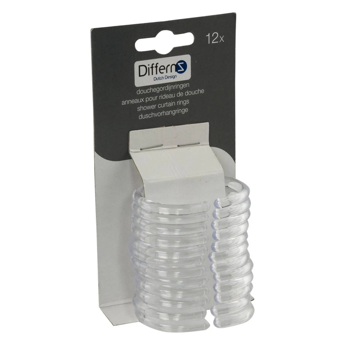Differnz Douchegordijnringen - Transparant - Kunststof - 6 X 4 Cm - 12 Stuks - Afbeelding 7