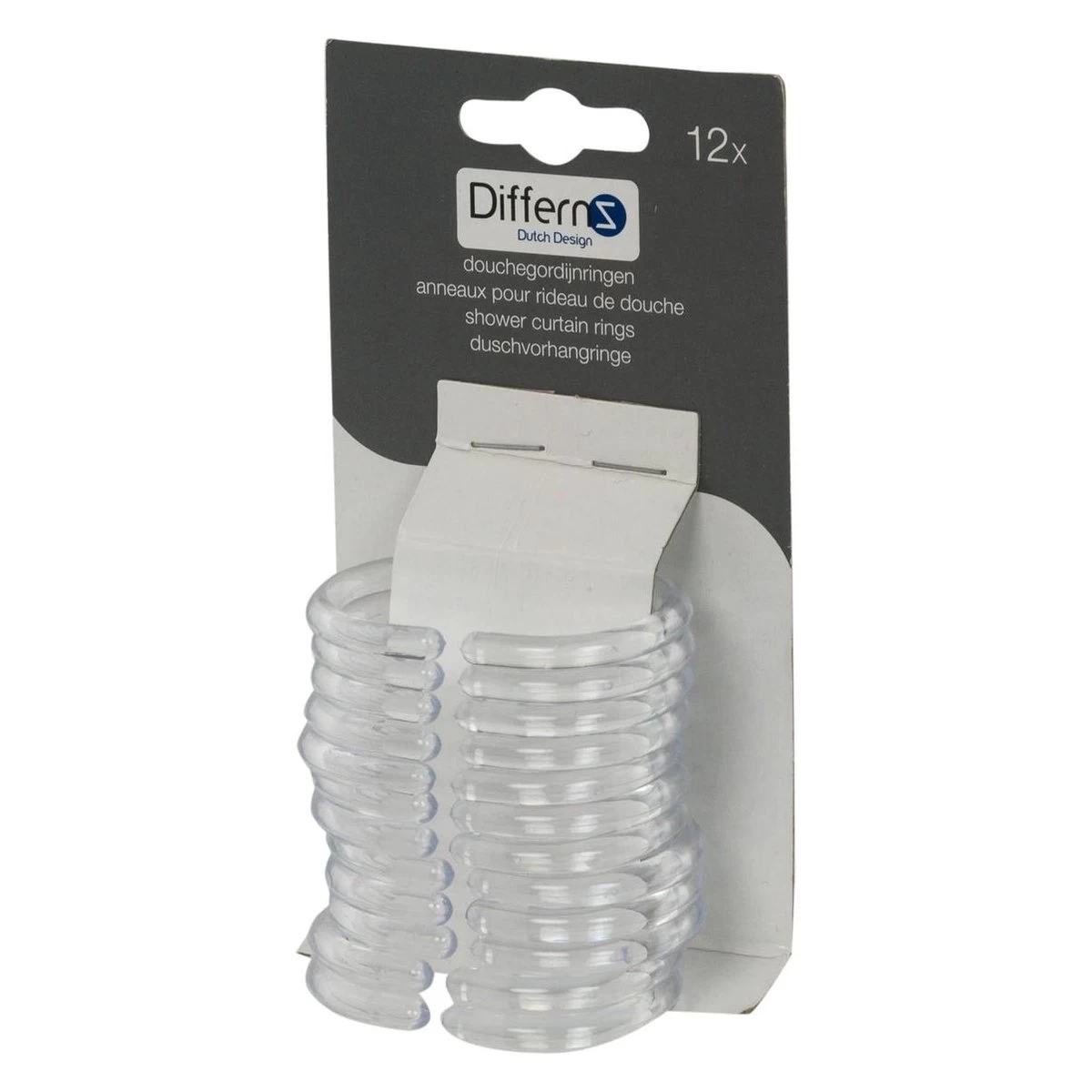 Differnz Douchegordijnringen - Transparant - Kunststof - 6 X 4 Cm - 12 Stuks - Afbeelding 8