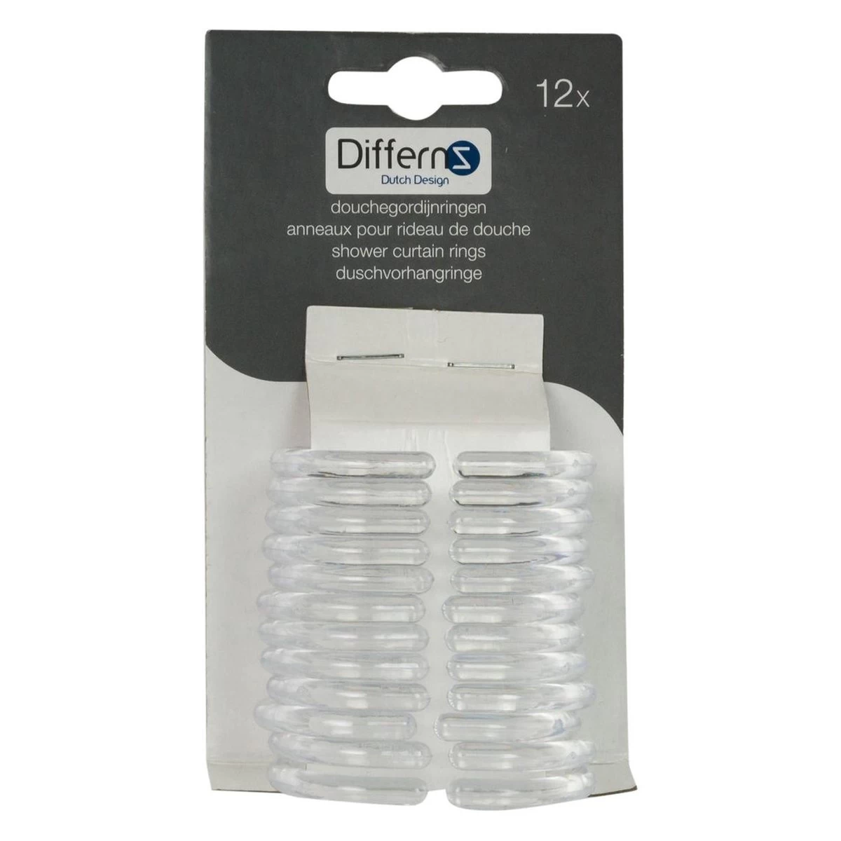 Differnz Douchegordijnringen - Transparant - Kunststof - 6 X 4 Cm - 12 Stuks - Afbeelding 9