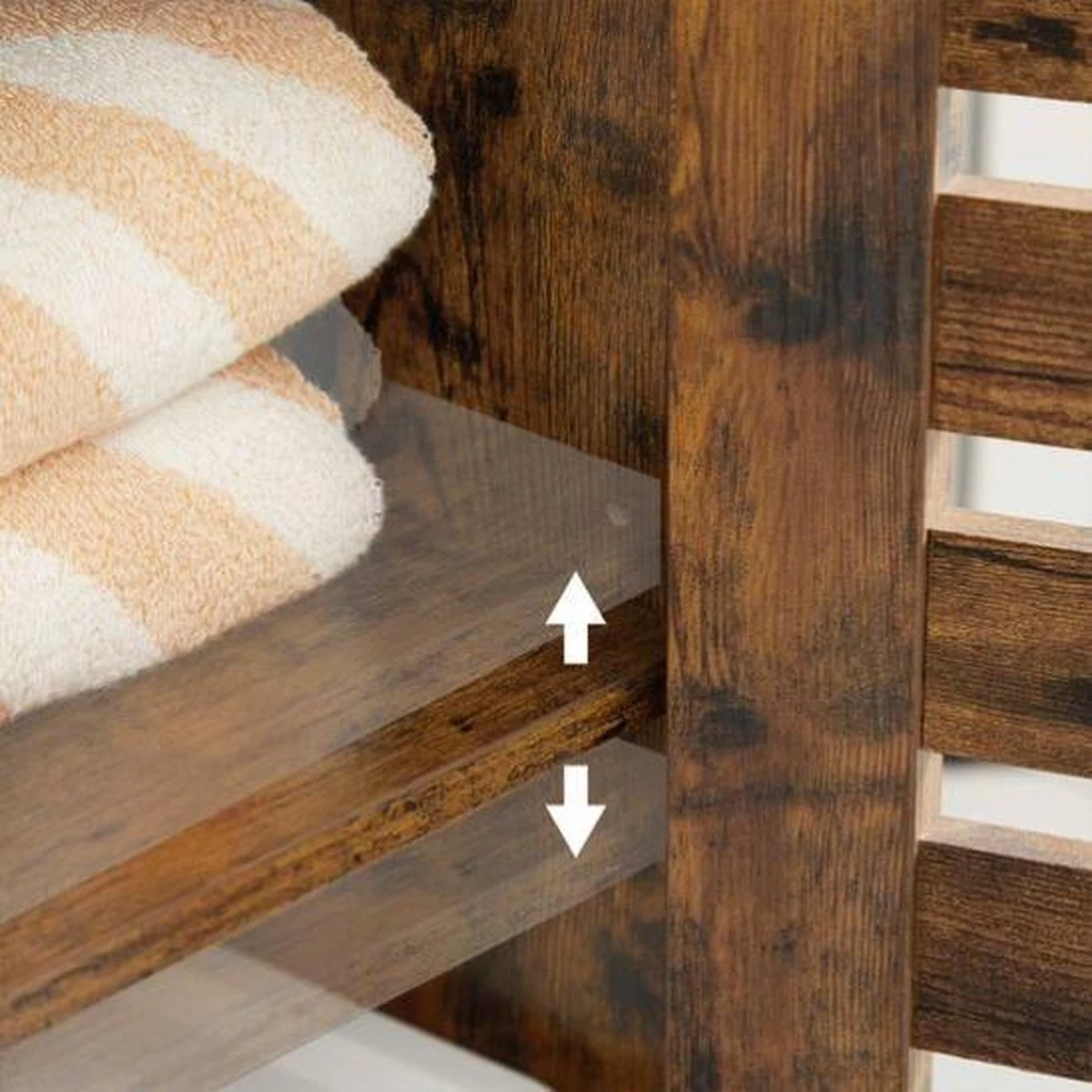 Segenn's Badkamerkast - Badkamerkasten Hoog - Opbergkast - Staande Kast - Industrieel - 3 Open Planken - 40 X 30 X 167 Cm - Rustiek Bruin - Afbeelding 3