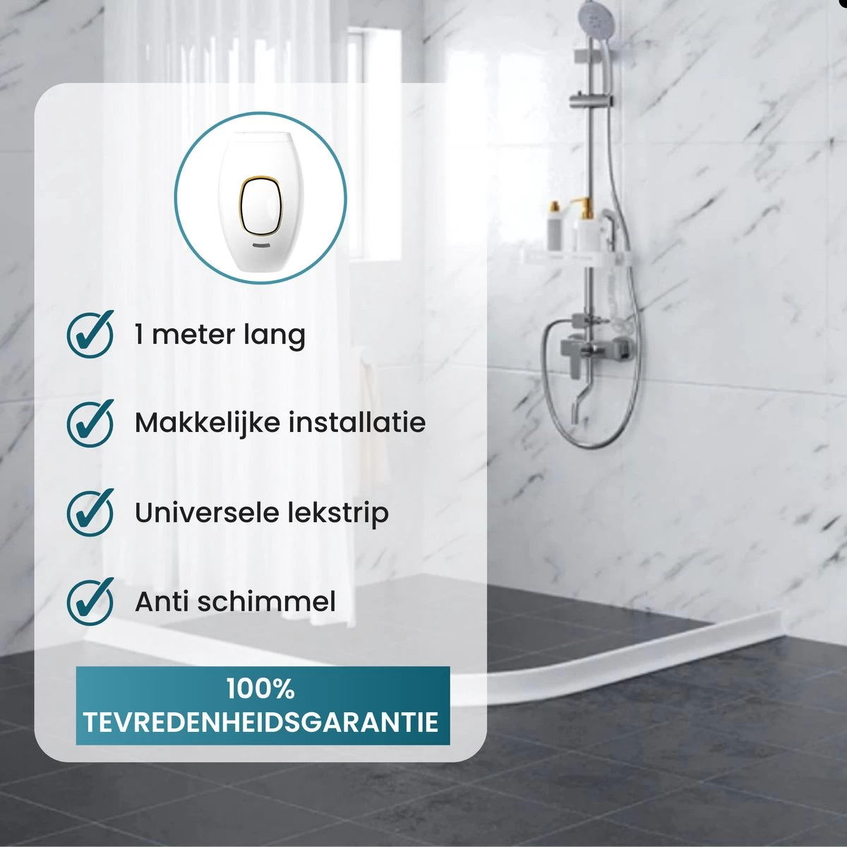 Waterkering Douche - Dorpel - Water Stopper - Dorpelstrip - Water Barrière Strip - Douche Dorpel - Anti Overstromend Water - 1 Meter - Afbeelding 3