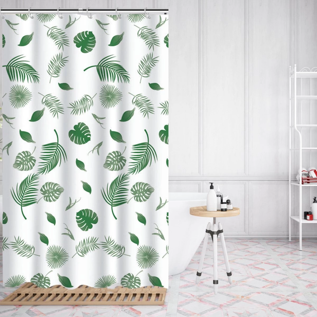 VAIVE Douchegordijn Groen 180x200 - Anti Schimmel - Douchegordijnen - Ringen - Afbeelding 4