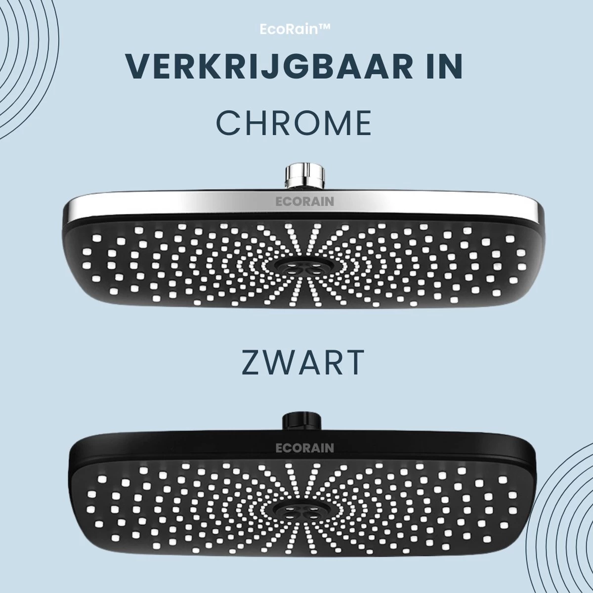 EcoRain – Regendouchekop XL 30 CM – Waterbesparende Douchekop – Hoge Druk – Rechthoekig – Groot – Regendouche - Chrome - Afbeelding 5