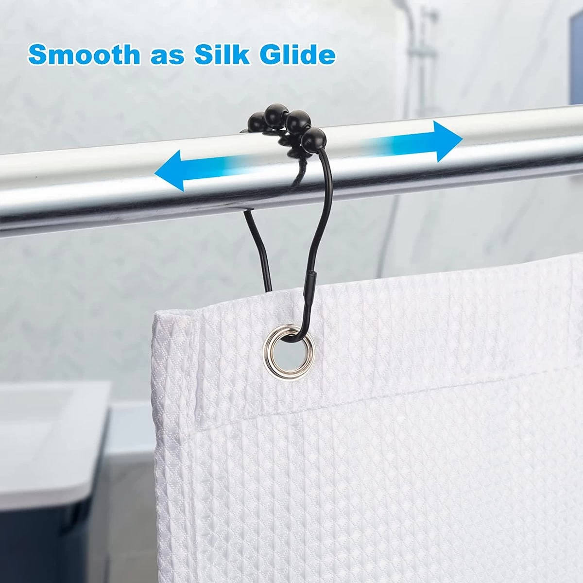 BOTC Gordijnringen - 12 Stuks Gordijn Haken - Gordijnhaken- RVS Gordijn Ringen Voor Gordijn Roede - Zwart - Afbeelding 6