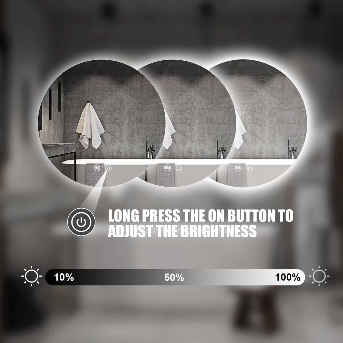 SensaHome - Led Wandspiegel Rond - Ronde Badkamerspiegel Frameloos Met LED Verlichting - Wand Gemonteerd - Anti-Condens - 2700K/4500K/6400K - Warm/Neutraal/Koud Wit - 70CM - Afbeelding 9