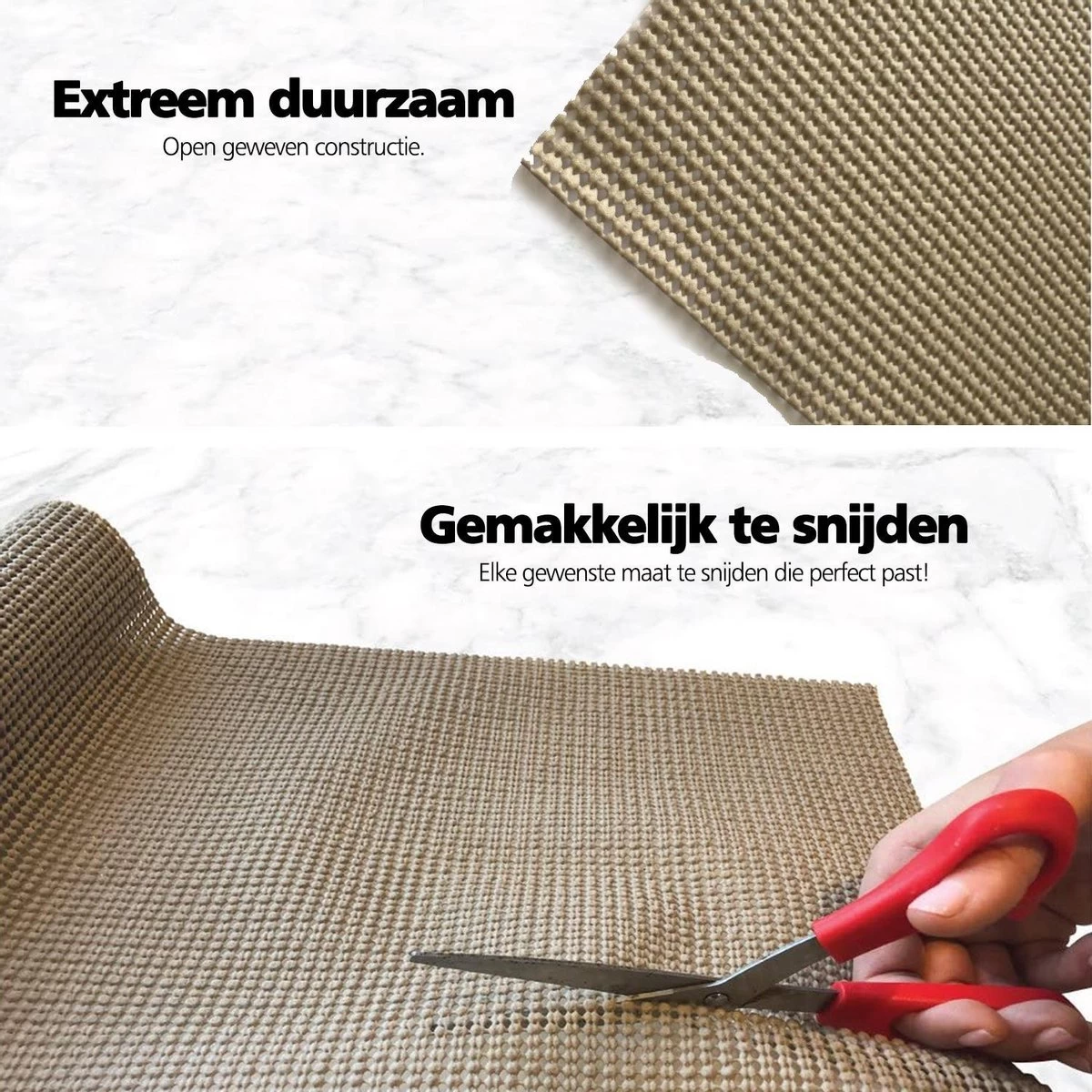 SWILIX ® Antislipmat Voor Kasten En Lades, Douchemat - Badkamermat - Badmat, Dienblad, Vloer - 4 Meter Rol - Anti Slip Mat - 400 X 30 Cm - Beige - Afbeelding 4