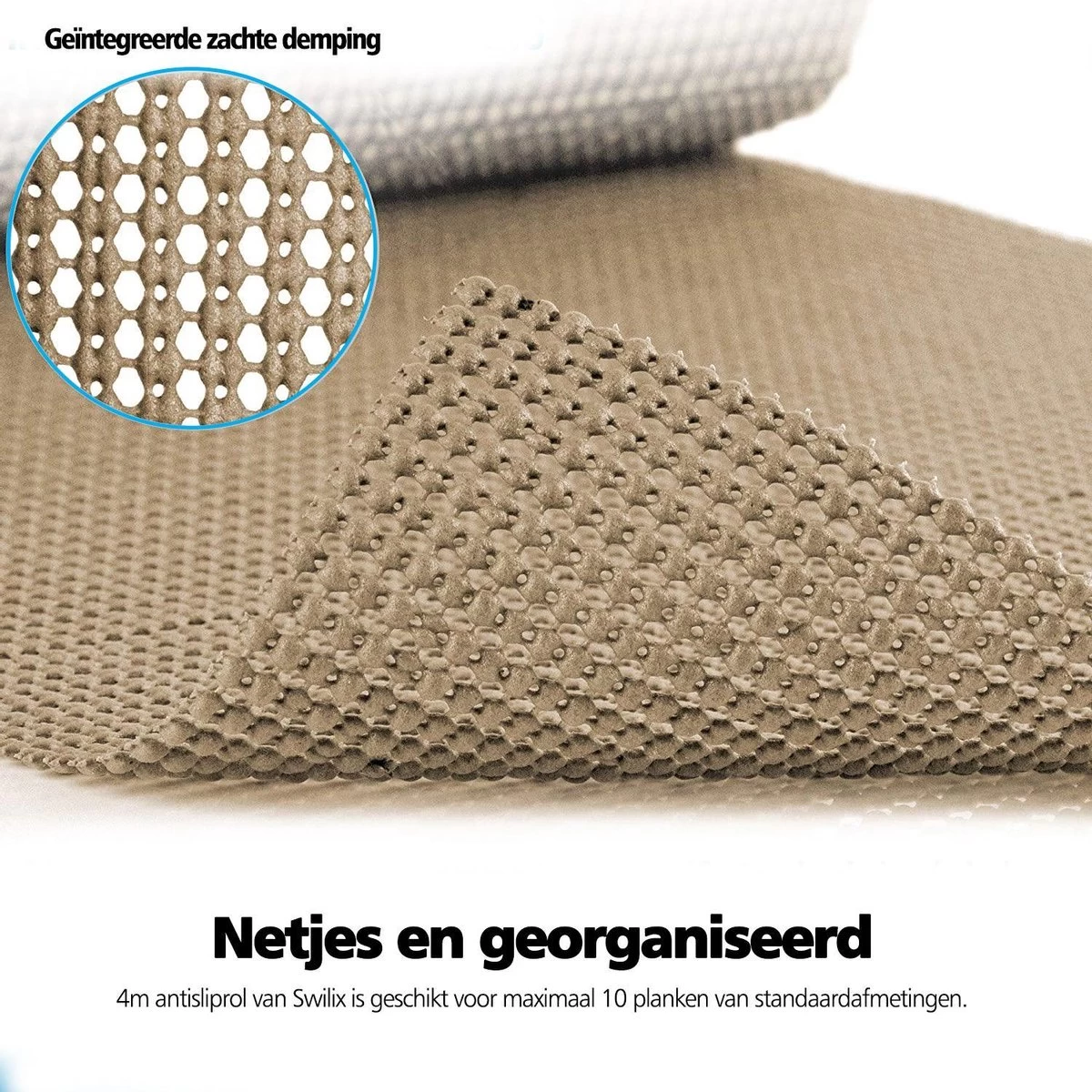 SWILIX ® Antislipmat Voor Kasten En Lades, Douchemat - Badkamermat - Badmat, Dienblad, Vloer - 4 Meter Rol - Anti Slip Mat - 400 X 30 Cm - Beige - Afbeelding 6