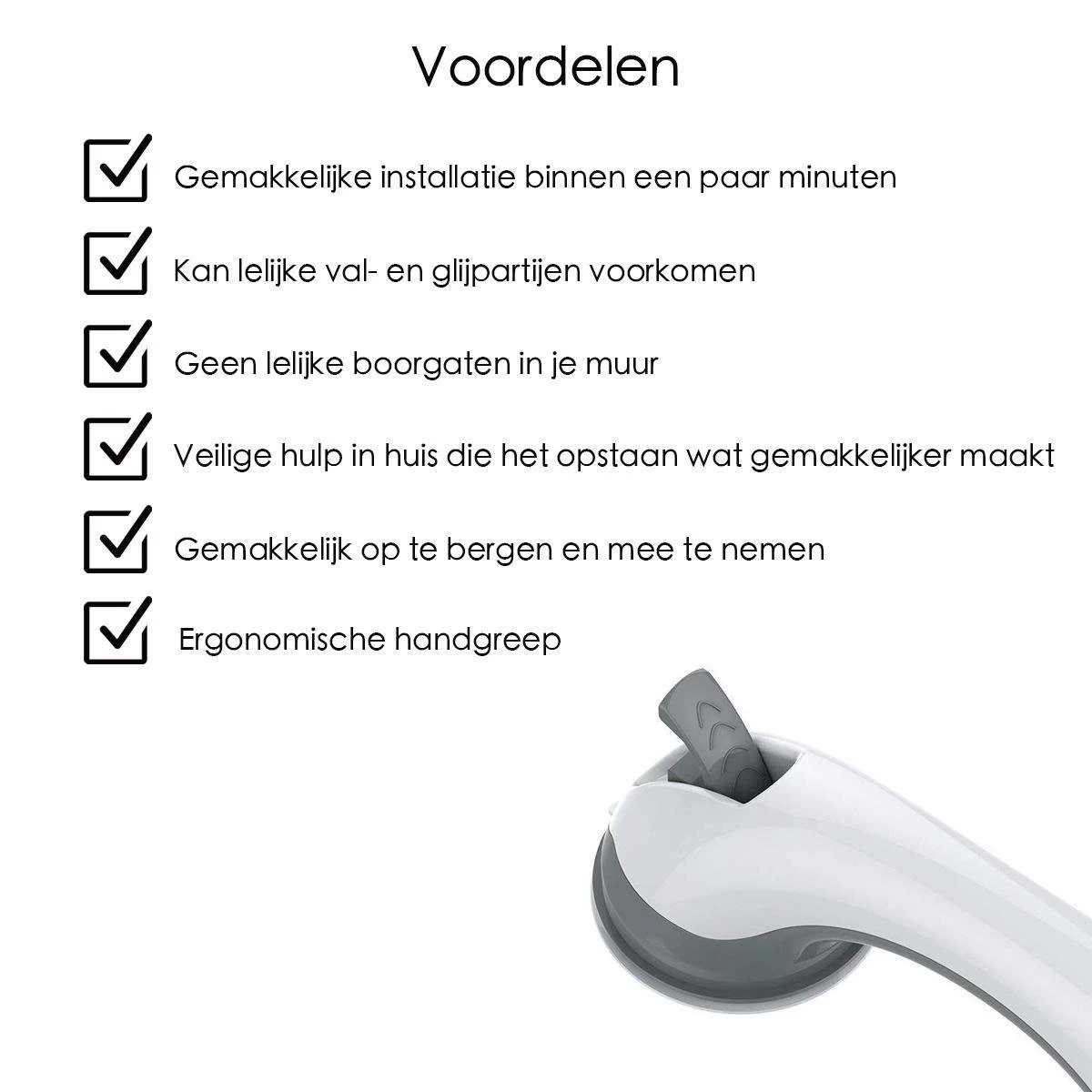 Merkloos Handgreep Met Zuignap Voor Badkamer, Douche En Toilet – Veilige Oplossing Zonder Boorgaten – Veiligheidsgreep – Helping Hand Handvat - 30CM - Handig Hulpmiddel Voor Kinderen En Ouderen - Afbeelding 3