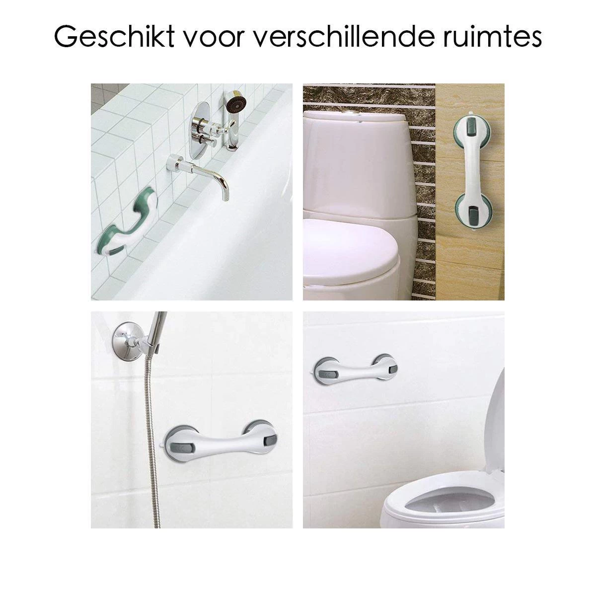 Merkloos Handgreep Met Zuignap Voor Badkamer, Douche En Toilet – Veilige Oplossing Zonder Boorgaten – Veiligheidsgreep – Helping Hand Handvat - 30CM - Handig Hulpmiddel Voor Kinderen En Ouderen - Afbeelding 6