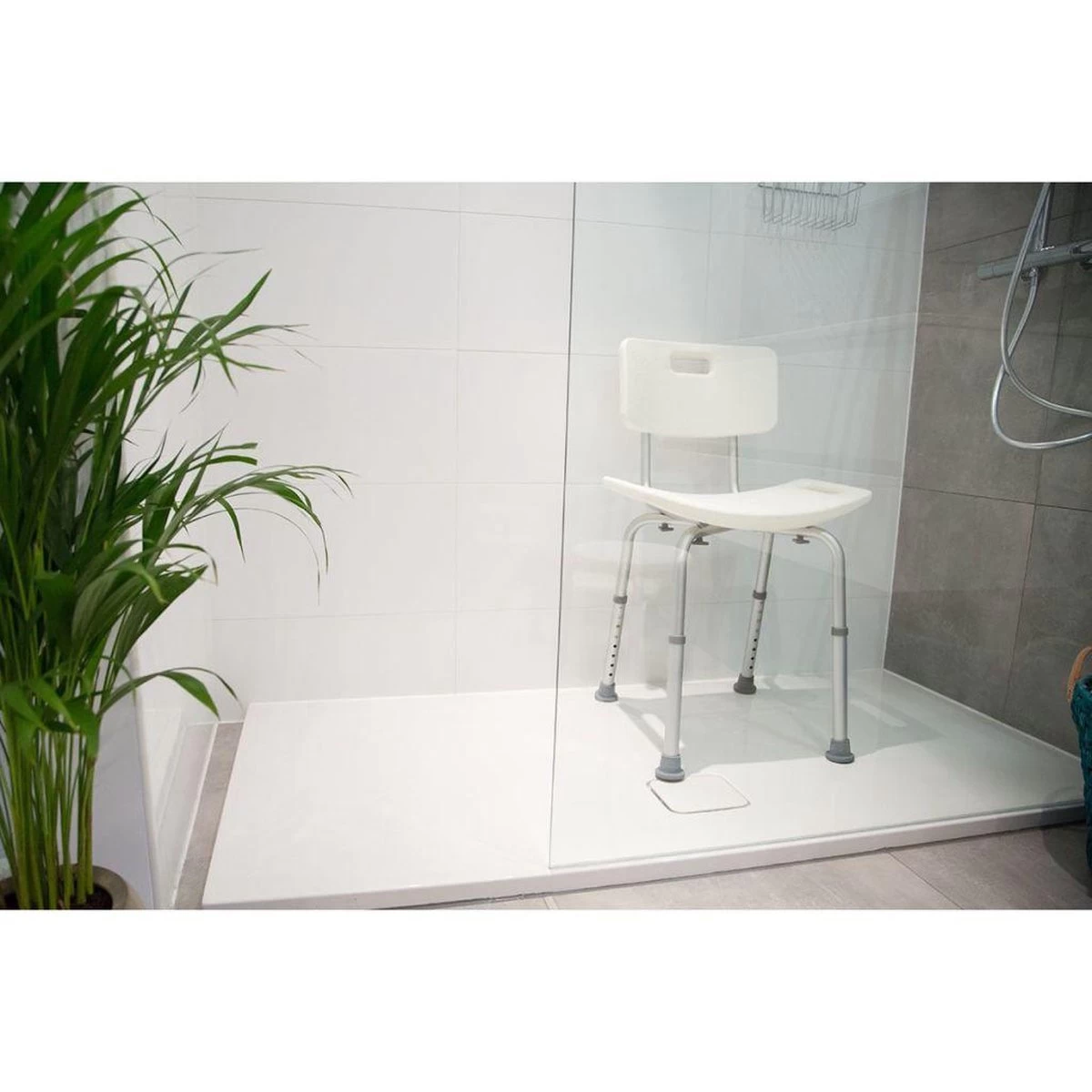Parcura Douchekruk Met Rugleuning - Douchestoel - Badstoel - Wit - Afbeelding 2