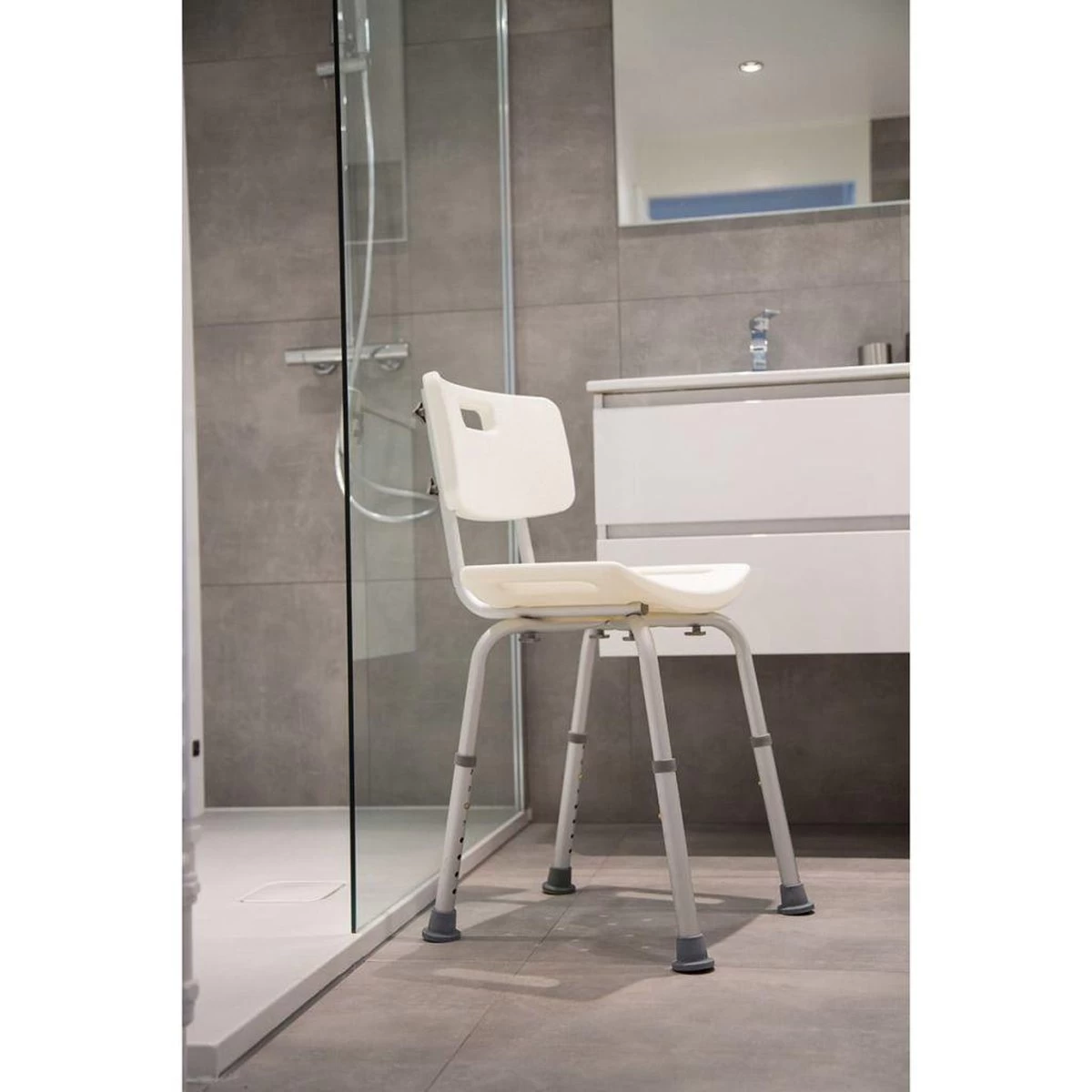 Parcura Douchekruk Met Rugleuning - Douchestoel - Badstoel - Wit - Afbeelding 3