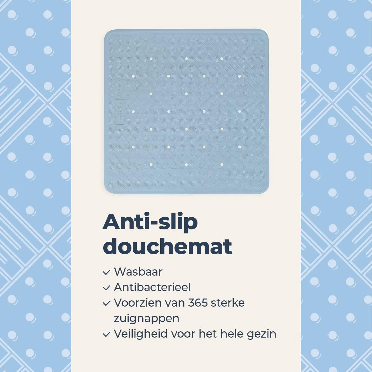 Douchemat Antislip Blauw - 53 X 53 Cm - Antislipmat Douche - Badmat - Afbeelding 4