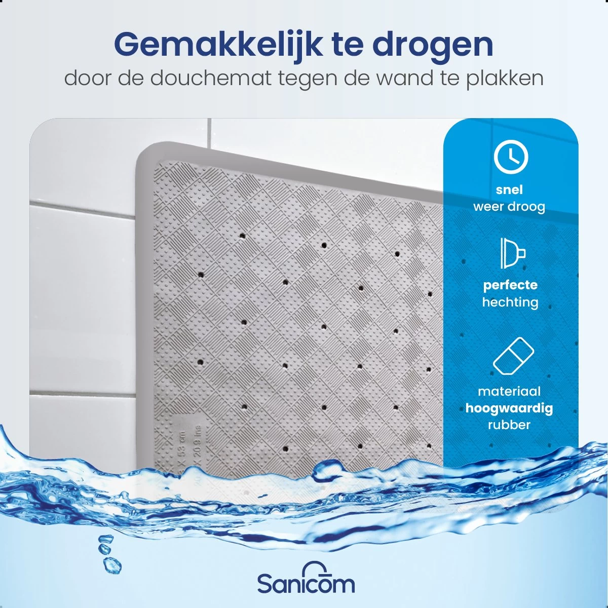 Merkloos Douchemat - Antislip Mat - Antislipmat Douche - Badmat - Schimmelbestendig - Met Zuignappen - Wasbaar - Grijs - Afbeelding 7