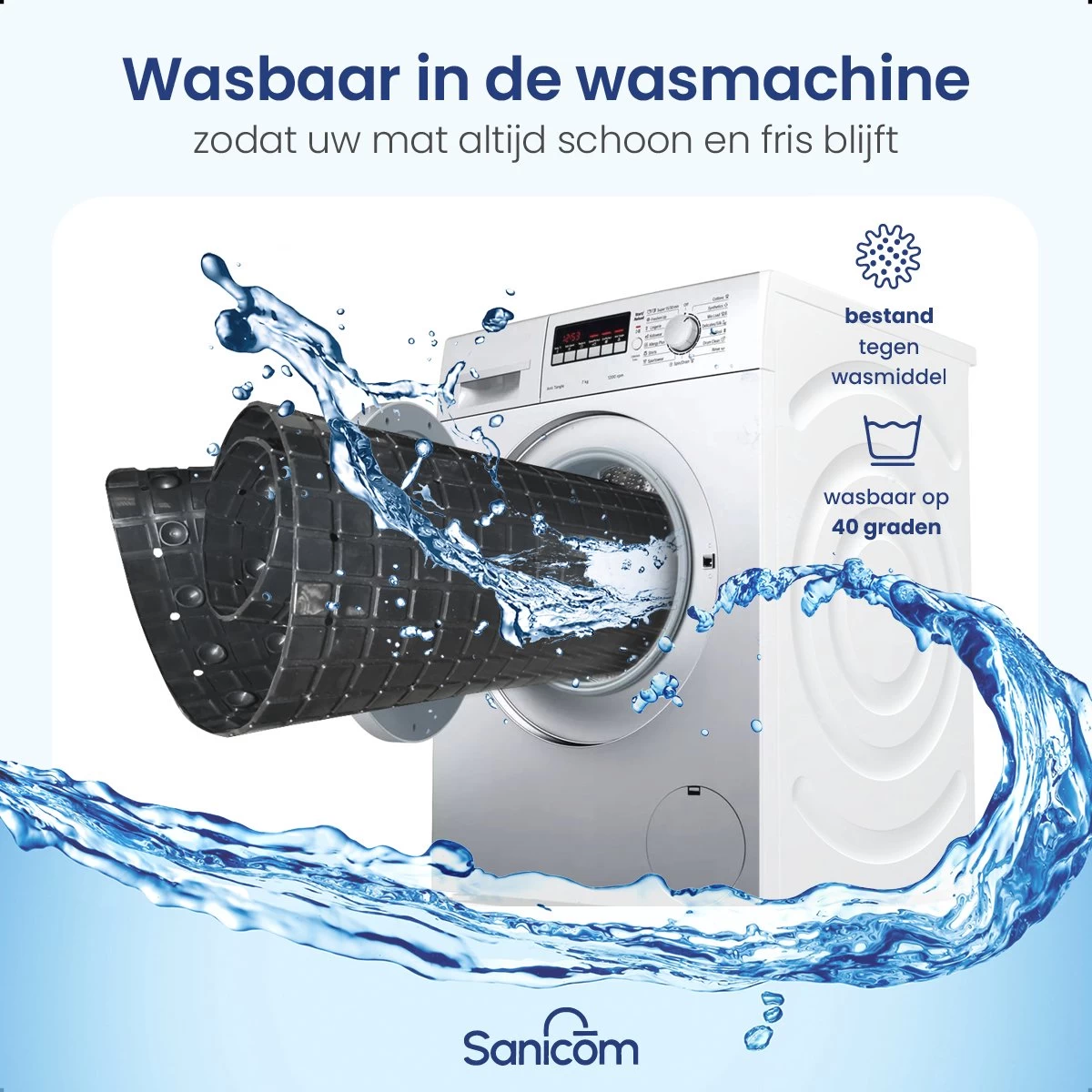 Merkloos Douchemat - Antislip Mat - Antislipmat Douche - Badmat - Schimmelbestendig - Met Zuignappen - Wasbaar - Zwart - Afbeelding 7