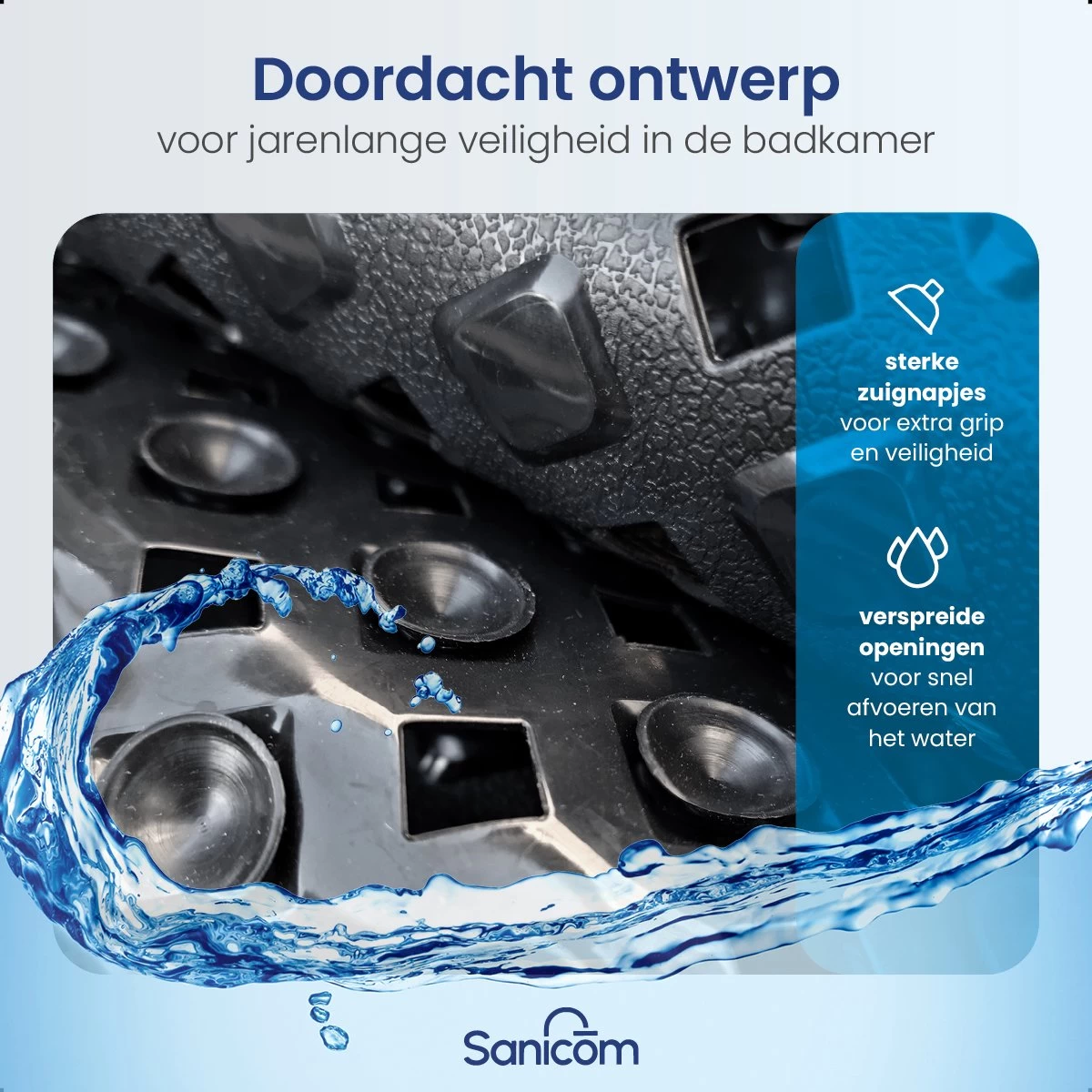 Merkloos Badmat Antislip - Douchemat - Antislipmat Bad - Antislipmat Douche - Schimmelbestendig - Met Zuignappen - Wasbaar - Zwart - Afbeelding 8