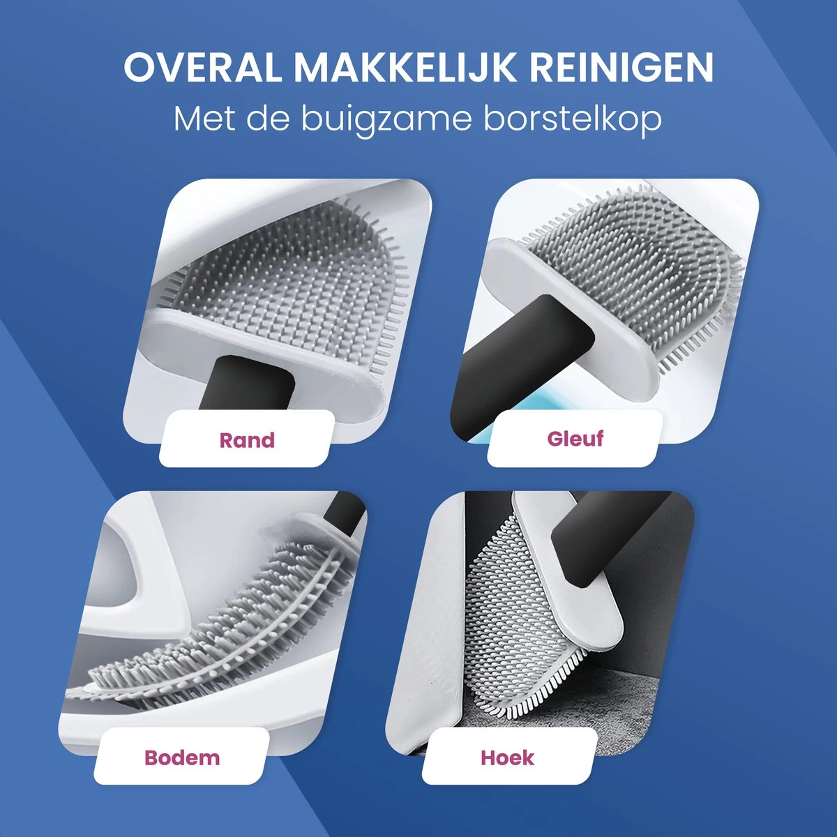 Roegaarden WC Borstel Met Houder – Toiletborstel – Siliconen – Vrijstaand En Hangend – Zwart - Afbeelding 5