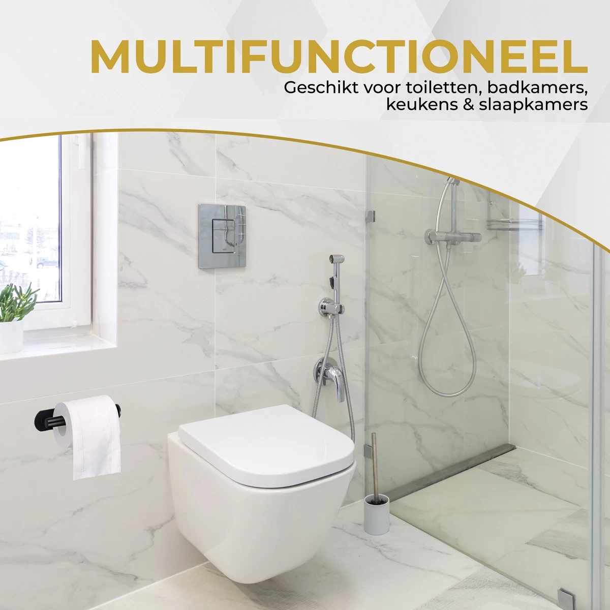 HGMD® WC Rolhouder Zelfklevend - Zwart - Toiletrolhouder Zwart - Toiletrolhouder Zonder Boren - Afbeelding 7