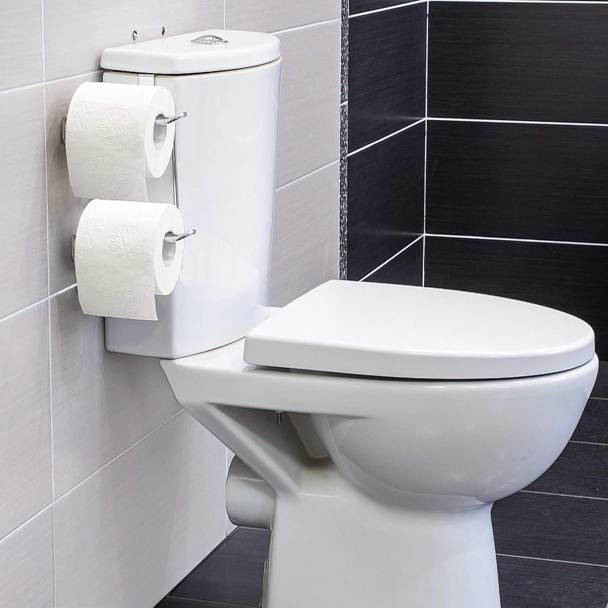 Wonderworker Clever - Hangende RVS Toiletpapier Houder - WC Rolhouder Hangend Verchroomd - Closetrolhouder - Reserverolhouder - WC Rol Houder - Dubbele Closetrolhouder - Zonder Boren & Schroeven - Geschikt Voor Toiletpot/Over De Deur - Verchroomd - Afbeelding 5