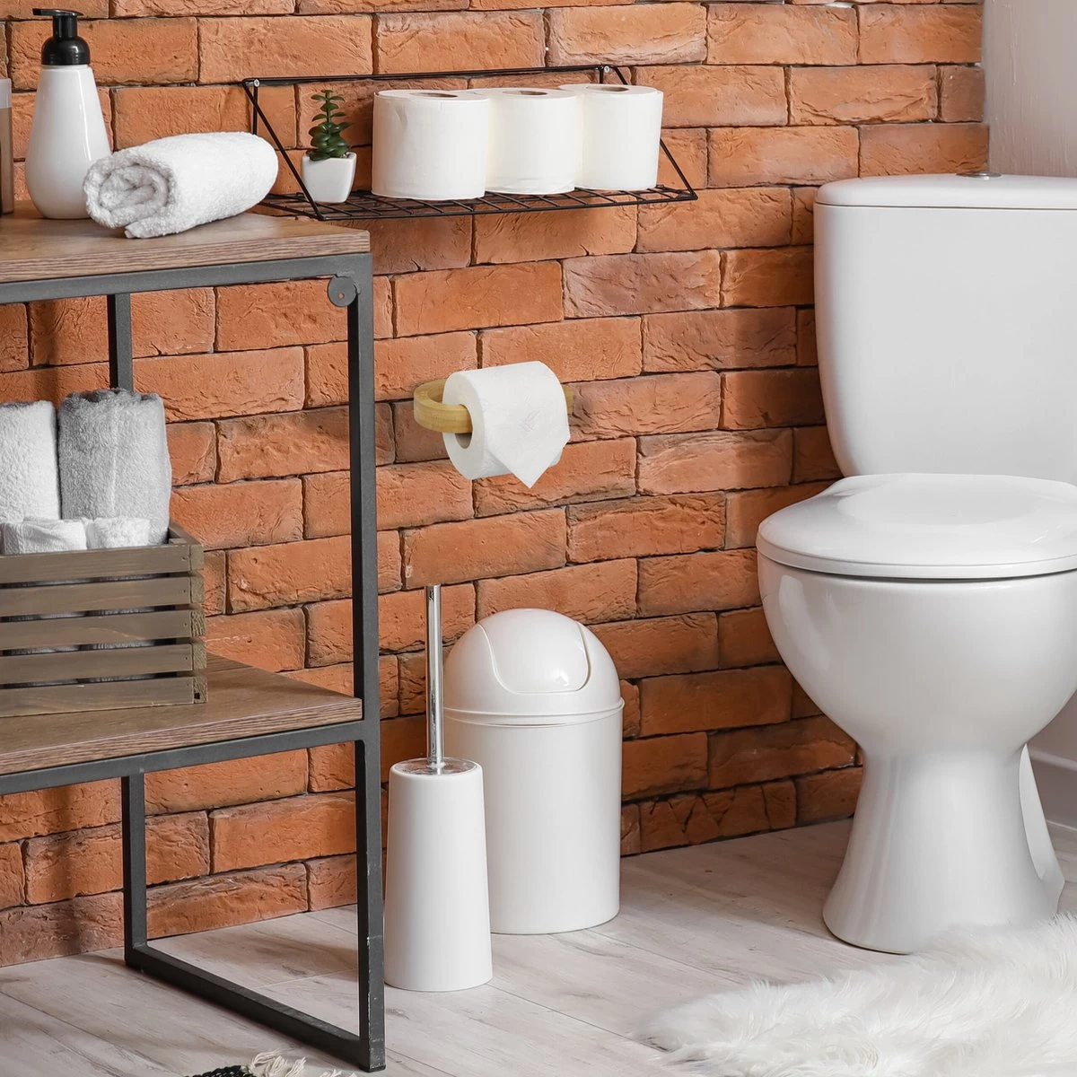 Relaxdays Toiletrolhouder Bamboe - Wc Rolhouder Zonder Boren - Closetrolhouder Muur Modern - Afbeelding 2