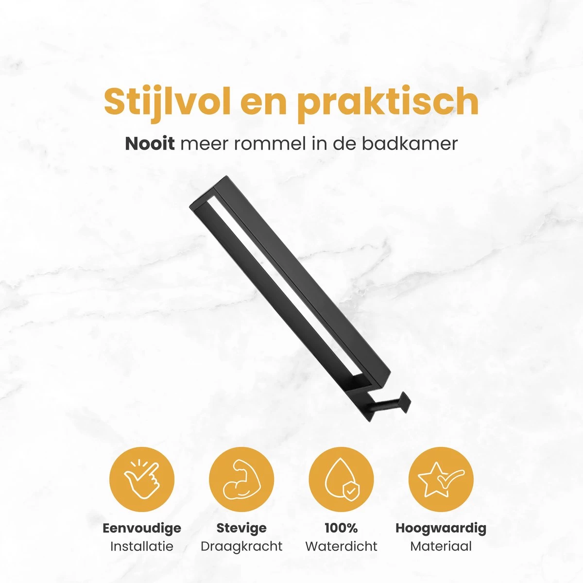 Home4u® - Handdoekrek Badkamer - Handdoekstang - Handdoekenrek Badkamer - 40CM - Met Hanger - Afbeelding 4