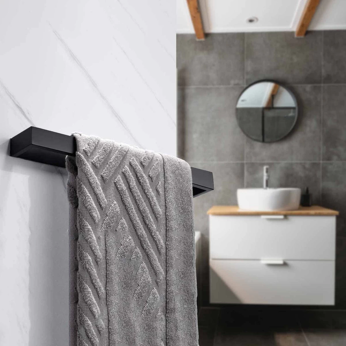 Home4u® - Handdoekrek Badkamer - Handdoekstang - Handdoekenrek Badkamer - 40CM - Zelfklevend - Afbeelding 2