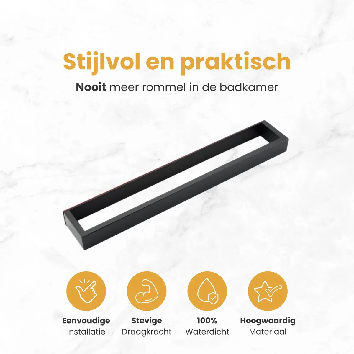 Home4u® - Handdoekrek Badkamer - Handdoekstang - Handdoekenrek Badkamer - 40CM - Zelfklevend - Afbeelding 4