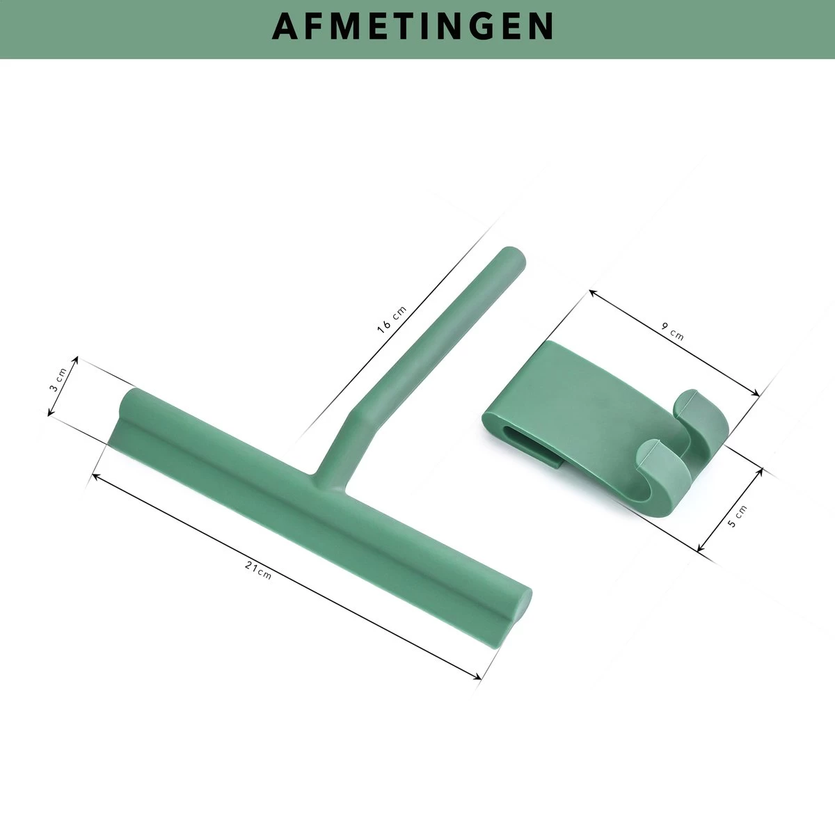 Douchewisser Groen Met Ophangsysteem- Badkamer Accessoires- Raamwisser- Trekker Douche- Silicone- 21cm X 16cm - Afbeelding 2