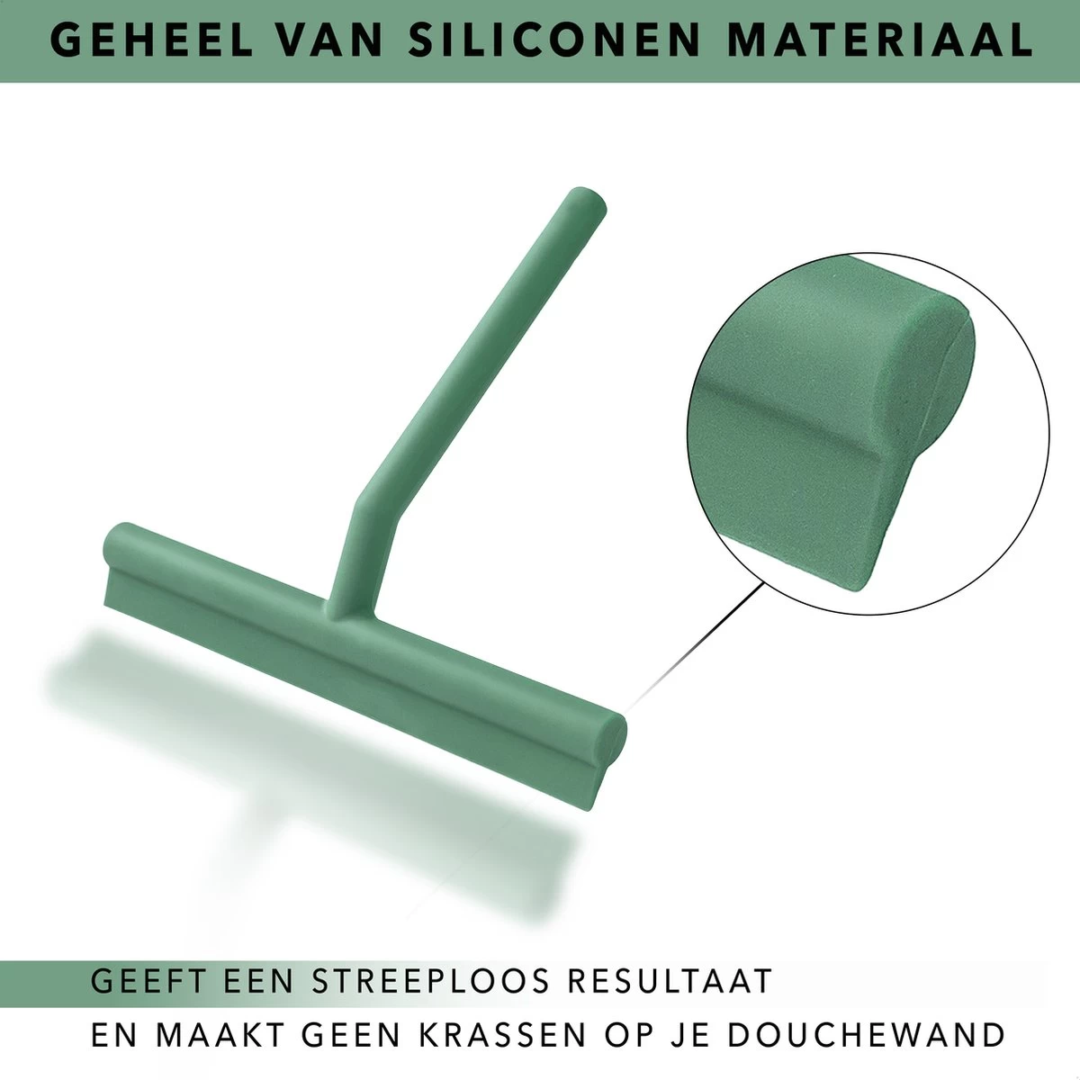 Douchewisser Groen Met Ophangsysteem- Badkamer Accessoires- Raamwisser- Trekker Douche- Silicone- 21cm X 16cm - Afbeelding 6