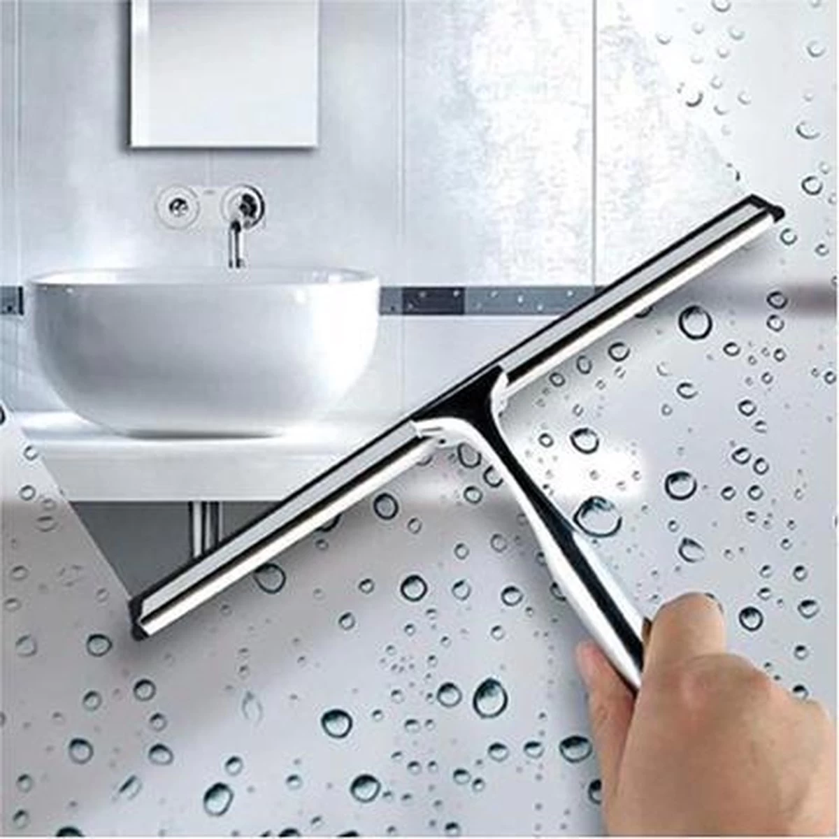 Aquafy Raamwisser RVS - Incl. Douchespons - Douchetrekker Voor Badkamer - Raamwisser Douche - Douchewisser RVS - Luxe Trekker Met Ophanghaak - Afbeelding 8