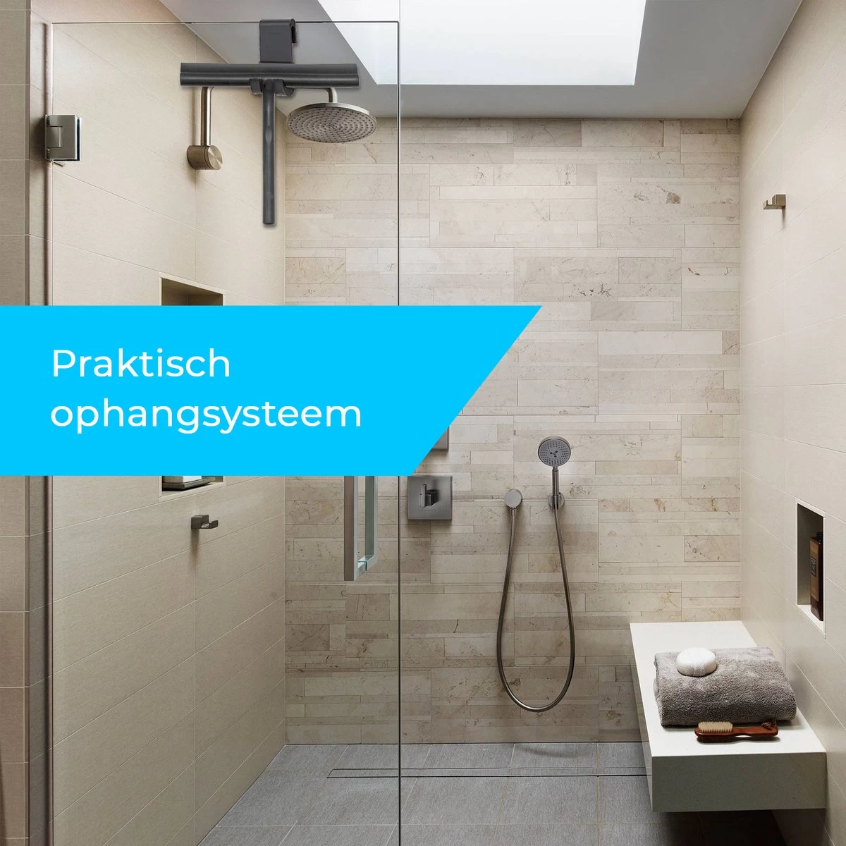 Minismus Douchewisser Zwart Met Ophanghaak - Raamwisser - Trekker Douche - Douchewissers - Raamtrekker - Douchetrekker - Afbeelding 5