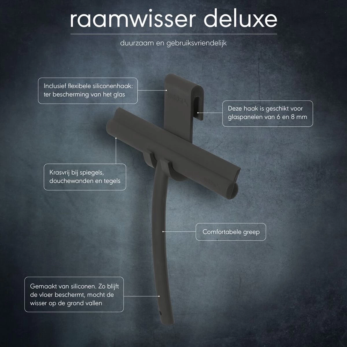 Sealskin Deluxe - Raamwisser Inclusief Flexibele Glashaak - Zwart - Afbeelding 5