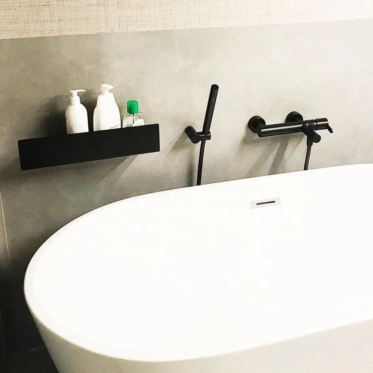 Doucherek Zwart - Shampoo Rek - RVS - Eenvoudig Te Monteren - Afbeelding 2