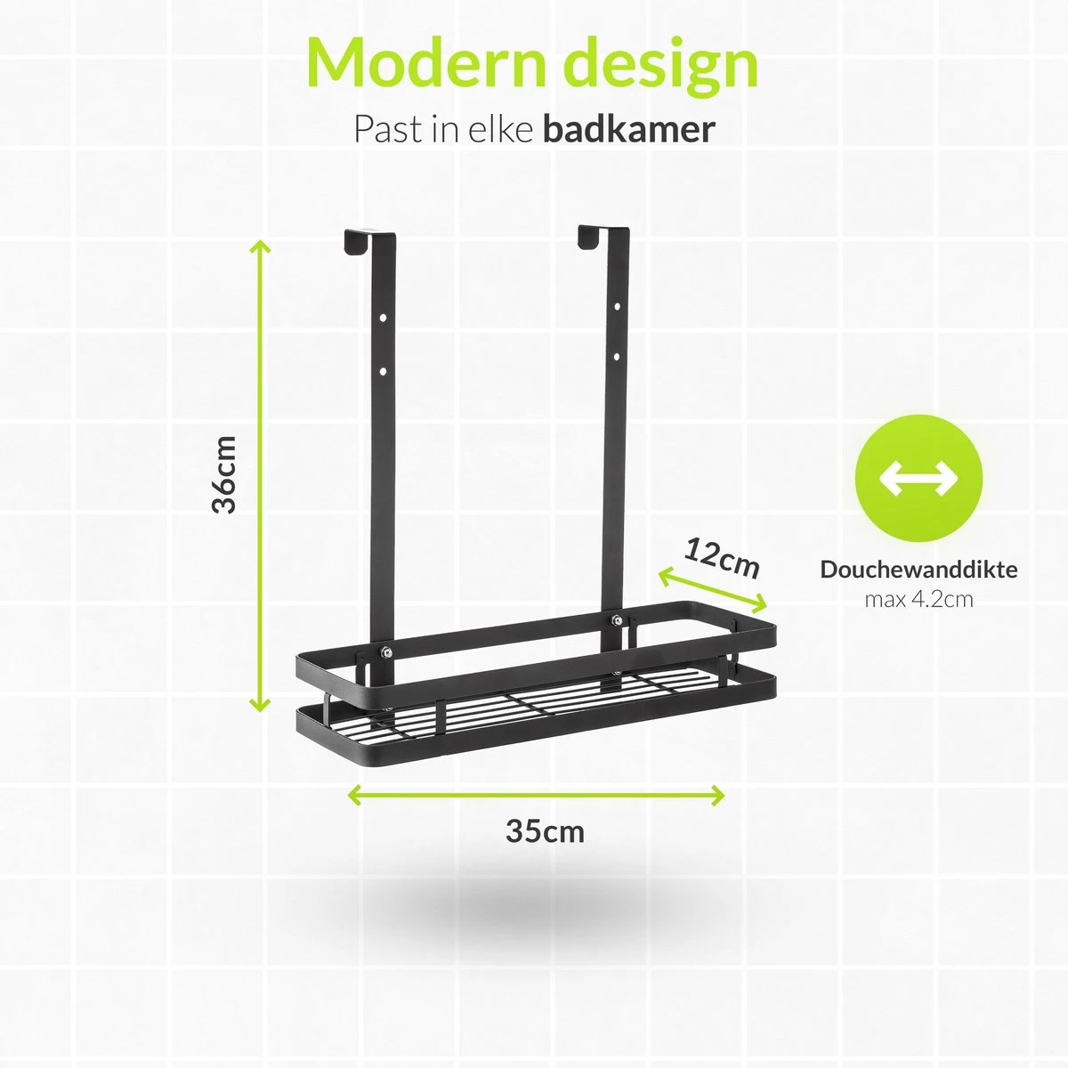 Doucherek Aan Douchewand - Zwart - Doucherekje Hangend - Zonder Boren - Afbeelding 8
